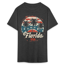Load image into Gallery viewer, Florida USA Patriotic Vintage American Flag State Souvenir T-Shirt - heather black