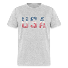 Load image into Gallery viewer, USA Letters US Flag Patriotic 4th Of July Vintage American T-Shirt - heather gray