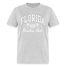 Load image into Gallery viewer, Florida Retro Casual Souvenir Beach 80s Letter Graphic Print T-Shirt - heather gray