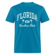 Load image into Gallery viewer, Florida Retro Casual Souvenir Beach 80s Letter Graphic Print T-Shirt - turquoise