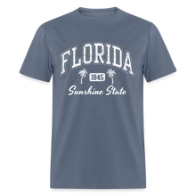 Load image into Gallery viewer, Florida Retro Casual Souvenir Beach 80s Letter Graphic Print T-Shirt - denim