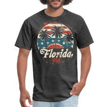 Load image into Gallery viewer, Florida USA Patriotic Vintage American Flag State Souvenir T-Shirt - heather black