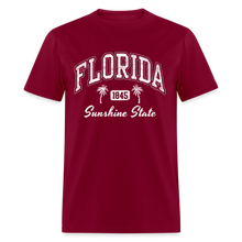 Load image into Gallery viewer, Florida Retro Casual Souvenir Beach 80s Letter Graphic Print T-Shirt - burgundy