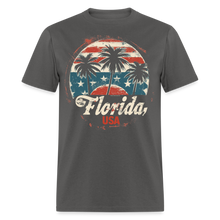 Load image into Gallery viewer, Florida USA Patriotic Vintage American Flag State Souvenir T-Shirt - charcoal