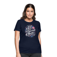 Load image into Gallery viewer, All-American Mama Patriotic American Flag Women's T-Shirt - navy