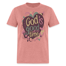 Load image into Gallery viewer, God is Good All the Time Hearts Christian Bible Quote T-Shirt - heather mauve