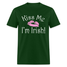 Load image into Gallery viewer, Kiss Me I'm Irish Pink Lipstick St Patricks Day Shirt - forest green