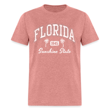 Load image into Gallery viewer, Florida Retro Casual Souvenir Beach 80s Letter Graphic Print T-Shirt - heather mauve