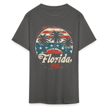 Load image into Gallery viewer, Florida USA Patriotic Vintage American Flag State Souvenir T-Shirt - charcoal