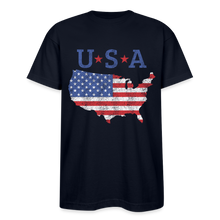 Load image into Gallery viewer, American Flag Patriotic Map USA Made T-Shirt - navy