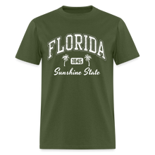 Load image into Gallery viewer, Florida Retro Casual Souvenir Beach 80s Letter Graphic Print T-Shirt - military green