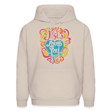 Load image into Gallery viewer, Jesus Loves You Colorful Groovy Christian Jesus Hoodie Unisex - Sand