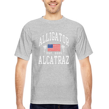 Load image into Gallery viewer, Alligator Alcatraz Est 2025 American Flag Patriotic Made in USA T-Shirt - heather gray