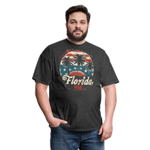 Load image into Gallery viewer, Florida USA Patriotic Vintage American Flag State Souvenir T-Shirt - heather black