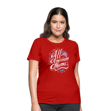 Load image into Gallery viewer, All-American Mama Patriotic American Flag Women's T-Shirt - red