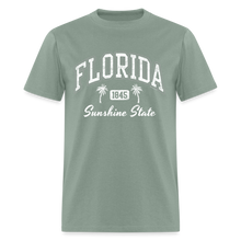 Load image into Gallery viewer, Florida Retro Casual Souvenir Beach 80s Letter Graphic Print T-Shirt - sage