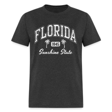 Load image into Gallery viewer, Florida Retro Casual Souvenir Beach 80s Letter Graphic Print T-Shirt - heather black