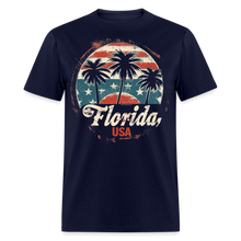 Load image into Gallery viewer, Florida USA Patriotic Vintage American Flag State Souvenir T-Shirt - navy
