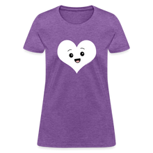 Load image into Gallery viewer, Cute Kawaii Heart Face Valentine's Day Shirt - purple heather