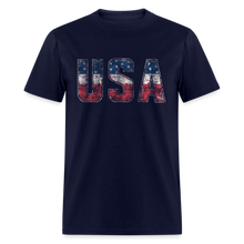 Load image into Gallery viewer, USA Letters US Flag Patriotic 4th Of July Vintage American T-Shirt - navy