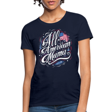 Load image into Gallery viewer, All-American Mama Patriotic American Flag Women's T-Shirt - navy