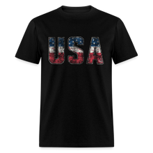 Load image into Gallery viewer, USA Letters US Flag Patriotic 4th Of July Vintage American T-Shirt - black