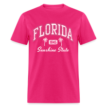 Load image into Gallery viewer, Florida Retro Casual Souvenir Beach 80s Letter Graphic Print T-Shirt - fuchsia
