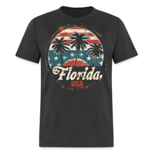 Load image into Gallery viewer, Florida USA Patriotic Vintage American Flag State Souvenir T-Shirt - heather black