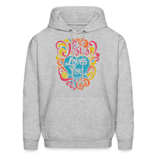 Load image into Gallery viewer, Jesus Loves You Colorful Groovy Christian Jesus Hoodie Unisex - heather gray