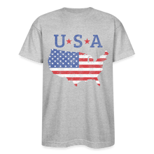 Load image into Gallery viewer, American Flag Patriotic Map USA Made T-Shirt - heather gray