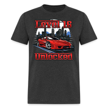 Load image into Gallery viewer, Level 16 Unlocked 16th Birthday Boy Gamer Sports Car Driver T-Shirt - heather black