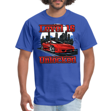 Load image into Gallery viewer, Level 16 Unlocked 16th Birthday Boy Gamer Sports Car Driver T-Shirt - royal blue