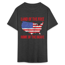 Load image into Gallery viewer, Land of the Free Home of the Brave Patriotic American Flag Unisex T-Shirt - heather black