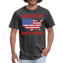 Load image into Gallery viewer, Land of the Free Home of the Brave Patriotic American Flag Unisex T-Shirt - heather black