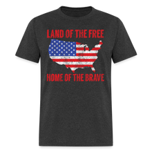 Load image into Gallery viewer, Land of the Free Home of the Brave Patriotic American Flag Unisex T-Shirt - heather black
