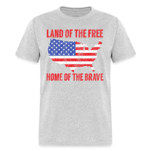 Load image into Gallery viewer, Land of the Free Home of the Brave Patriotic American Flag Unisex T-Shirt - heather gray