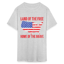 Load image into Gallery viewer, Land of the Free Home of the Brave Patriotic American Flag Unisex T-Shirt - heather gray