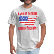 Load image into Gallery viewer, Land of the Free Home of the Brave Patriotic American Flag Unisex T-Shirt - heather gray