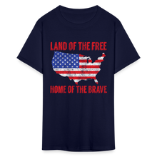Load image into Gallery viewer, Land of the Free Home of the Brave Patriotic American Flag Unisex T-Shirt - navy