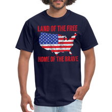 Load image into Gallery viewer, Land of the Free Home of the Brave Patriotic American Flag Unisex T-Shirt - navy
