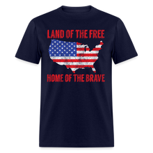 Load image into Gallery viewer, Land of the Free Home of the Brave Patriotic American Flag Unisex T-Shirt - navy