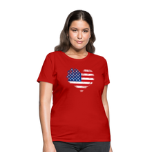 Load image into Gallery viewer, American Flag Heart, Vintage Grunge Style Patriotic Women's T-Shirt - red