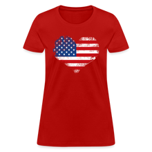 Load image into Gallery viewer, American Flag Heart, Vintage Grunge Style Patriotic Women's T-Shirt - red