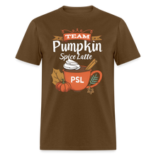 Load image into Gallery viewer, Team PSL Pumpkin Spice Latte Cute Fall Autumn Vintage Coffee T-Shirt  T-Shirt - brown
