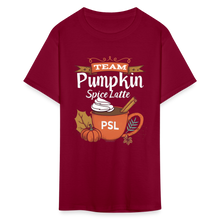 Load image into Gallery viewer, Team PSL Pumpkin Spice Latte Cute Fall Autumn Vintage Coffee T-Shirt  T-Shirt - burgundy