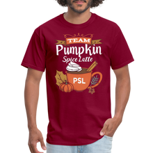 Load image into Gallery viewer, Team PSL Pumpkin Spice Latte Cute Fall Autumn Vintage Coffee T-Shirt  T-Shirt - burgundy