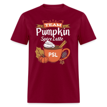 Load image into Gallery viewer, Team PSL Pumpkin Spice Latte Cute Fall Autumn Vintage Coffee T-Shirt  T-Shirt - burgundy