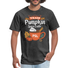 Load image into Gallery viewer, Team PSL Pumpkin Spice Latte Cute Fall Autumn Vintage Coffee T-Shirt  T-Shirt - heather black