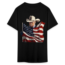 Load image into Gallery viewer, Donald Trump Cowboy Hat American Flag 2024 Patriotic MAGA T-Shirt - black